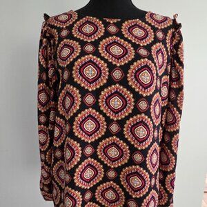 Ann Taylor LOFT Black Blouse Top Size L Petite